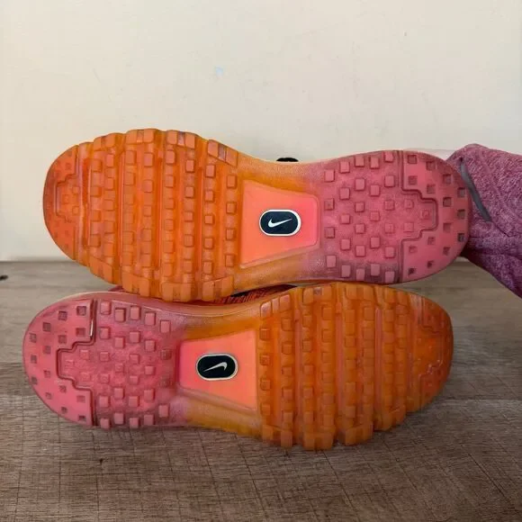 Womens Nike Flyknit Air Max Running Shoes Size 7.5 Pink Orange Black 620659-800 - Picture 6 of 7
